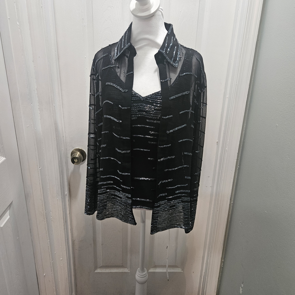 J Kara Black and Silver Sheer Women's Blazer